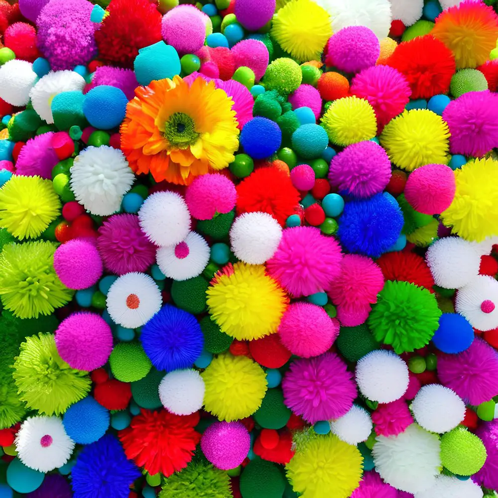 Multi-colored Pom Poms