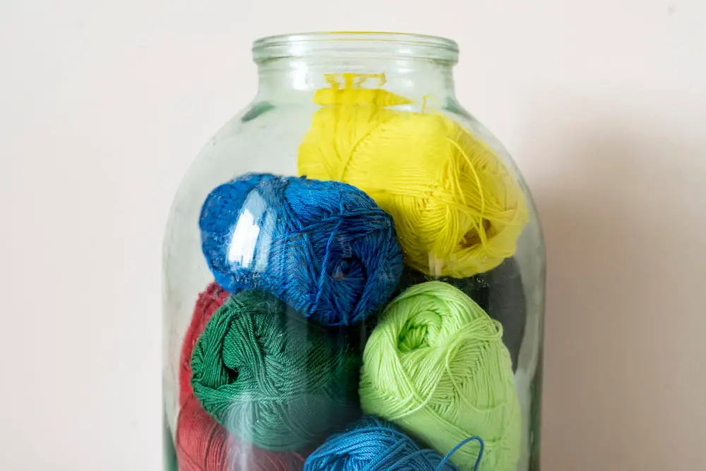 Repurpose Jar for Yarn Storage