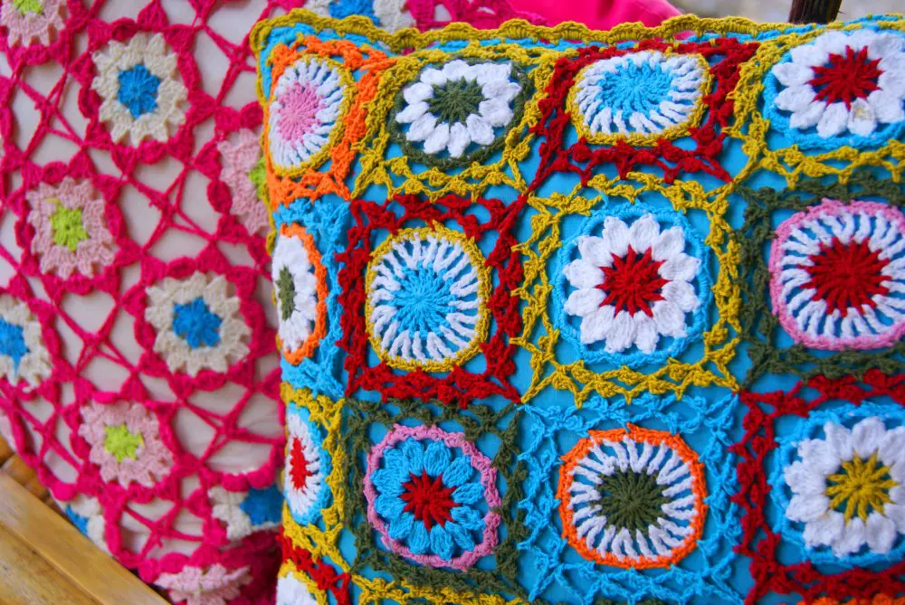 Cushion Cover With Yarn Scraps