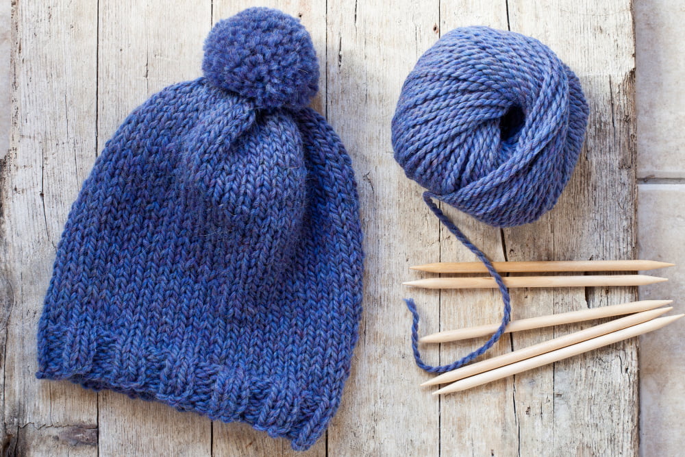 Making a Yarn Wig - Knitted Beanie Hat Cap Yarn Needles