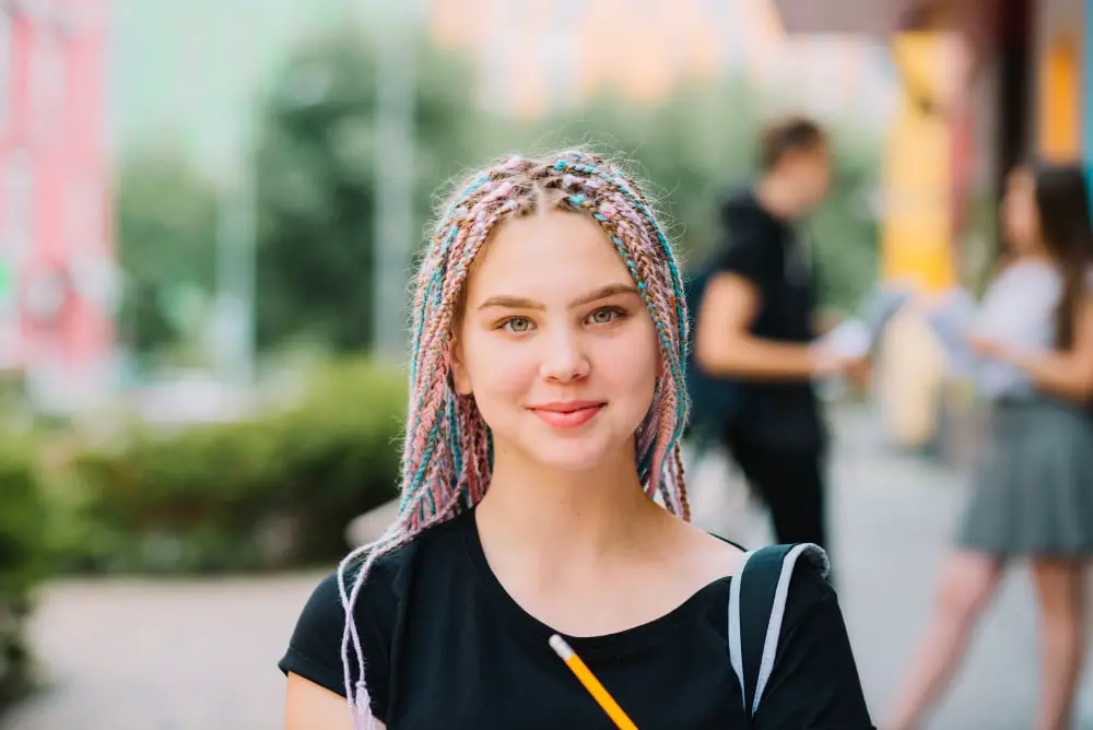 Multicolored Yarn Hair Braids