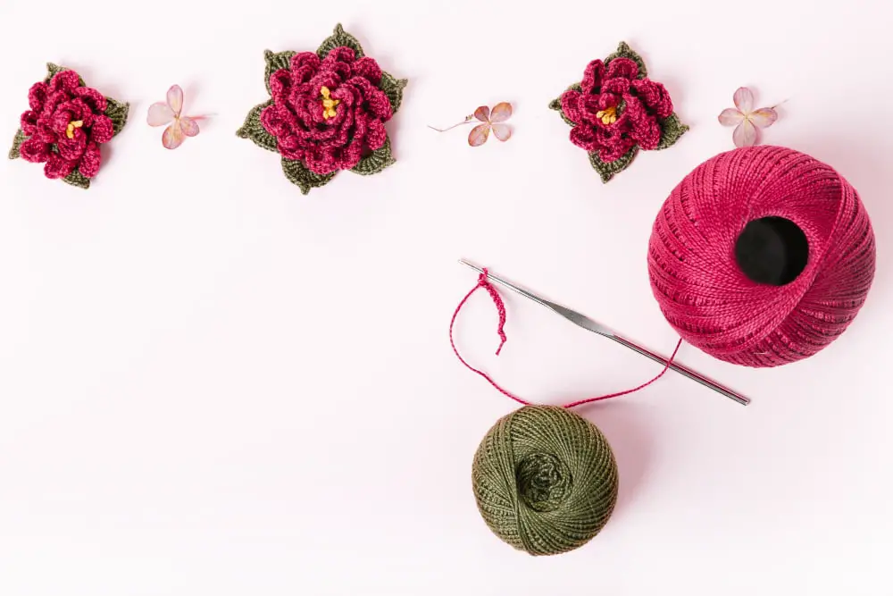 crocheted rose flowers cotton yarn