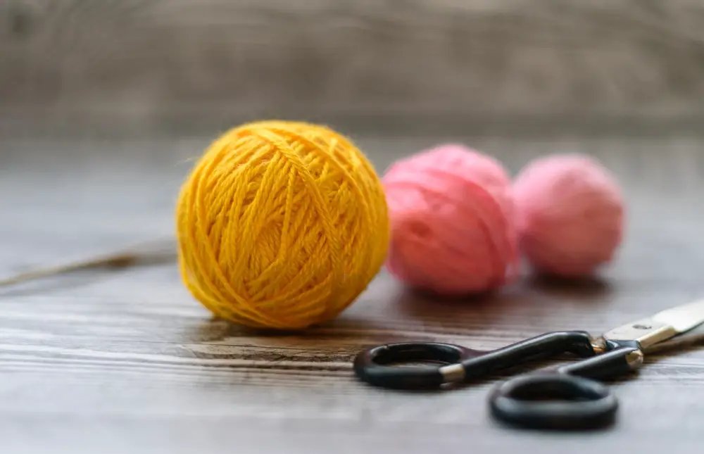 Materials Needed to Join Yarn - Wool Balls and Scissors