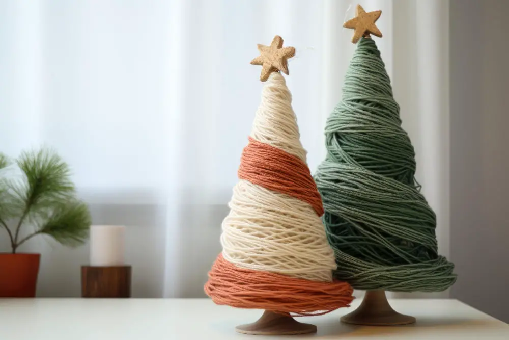 Utilising Yarn Christmas Trees in Christmas Decor