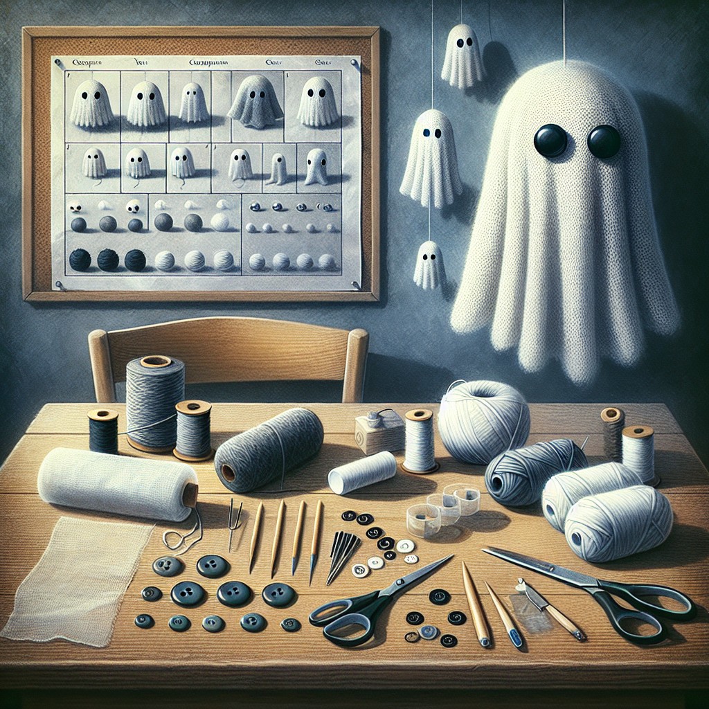 gathering the materials for creating yarn ghosts
