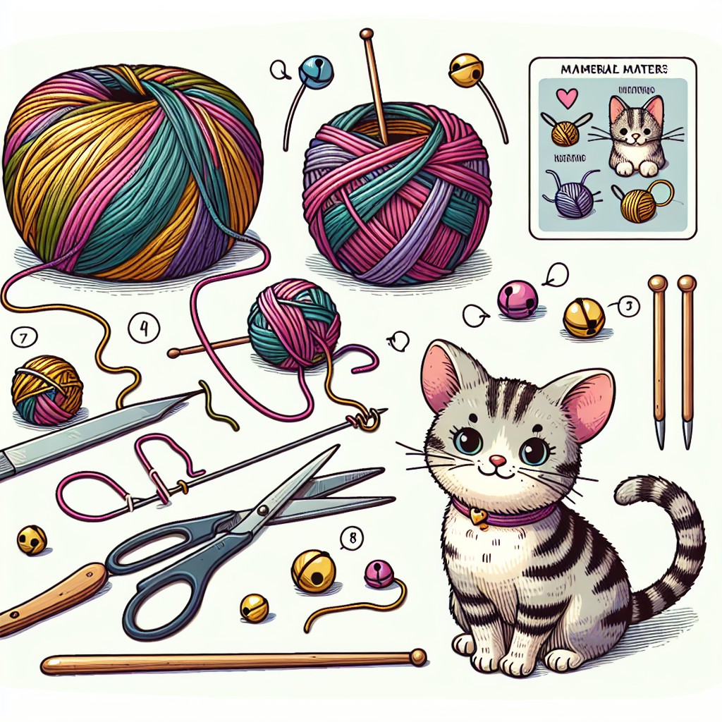 listing essential tools for making cat toys out of yarn