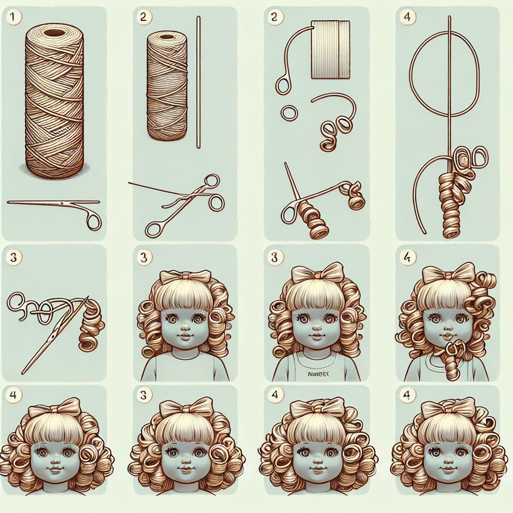 making curly doll hair with yarn