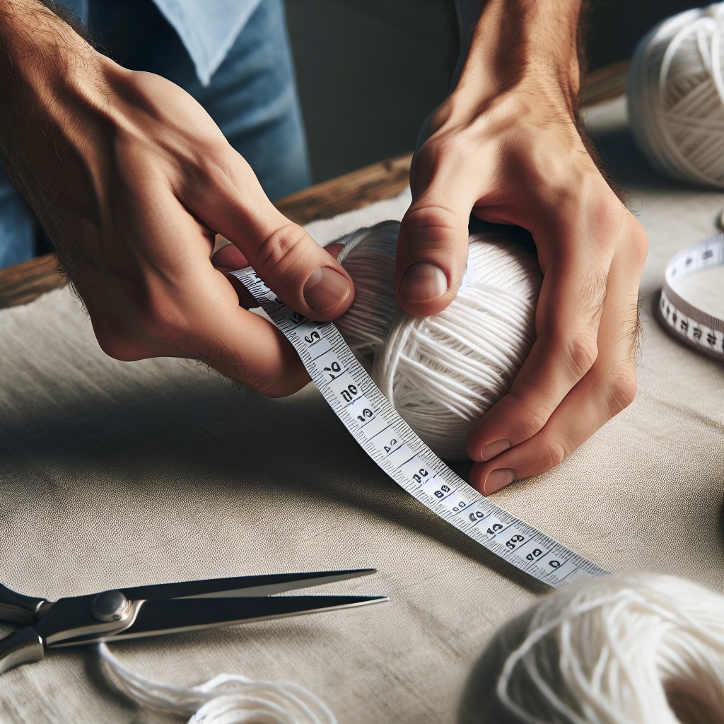 measuring and cutting the yarn strands