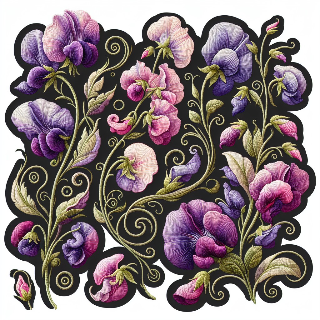 sweet pea embroidery design selection