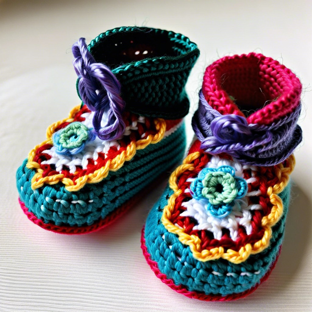 chain stitch baby booties