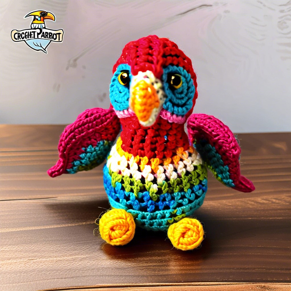crochet parrot pencil topper