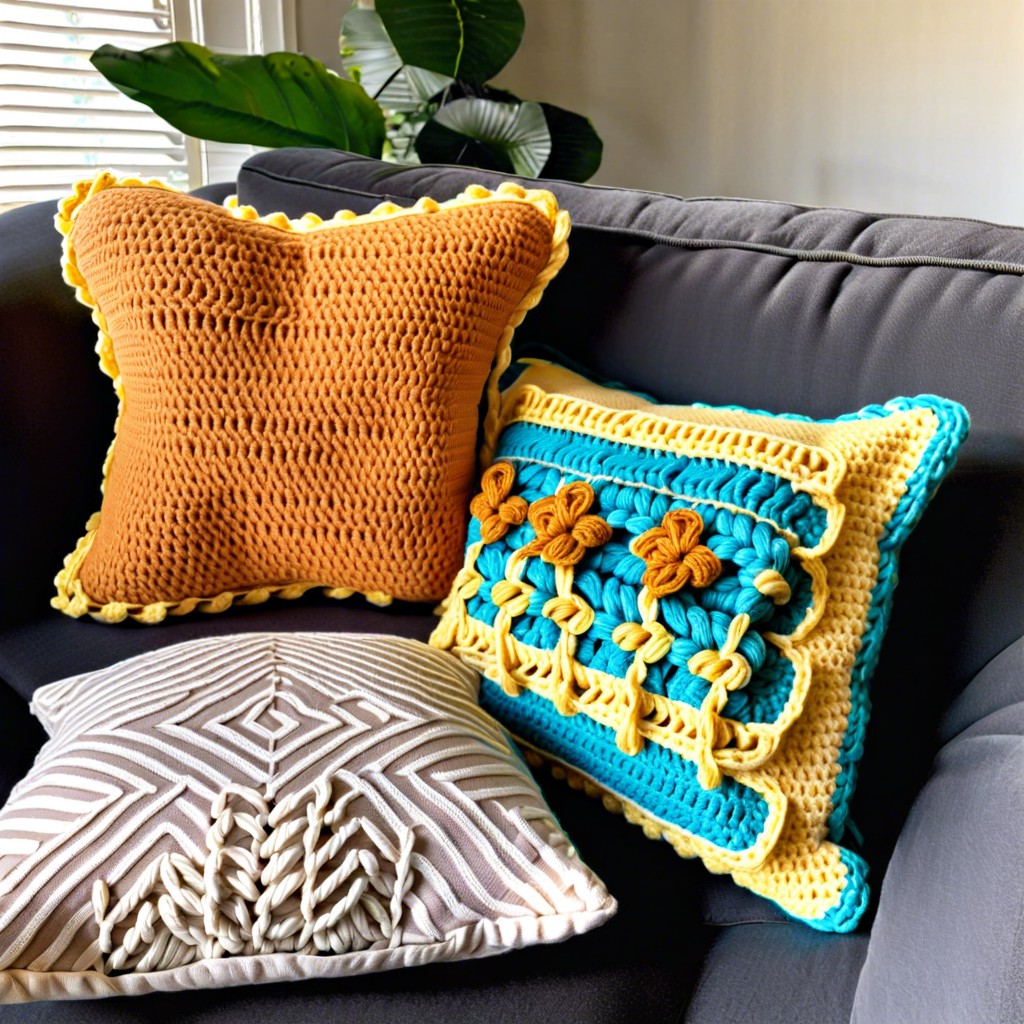 decorative chain stitch throw pillows