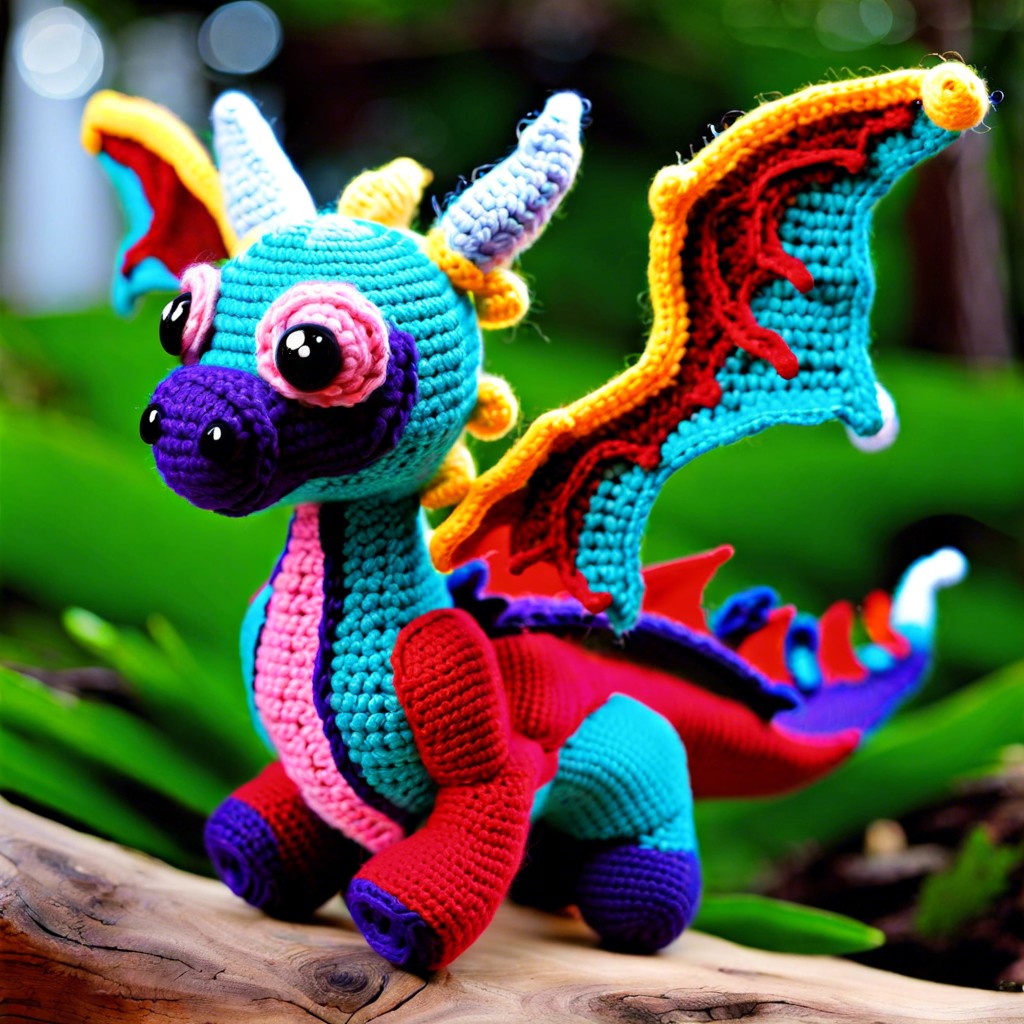 fantasy crochet dragon with wings