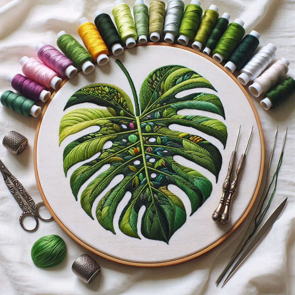 materials required for monstera embroidery