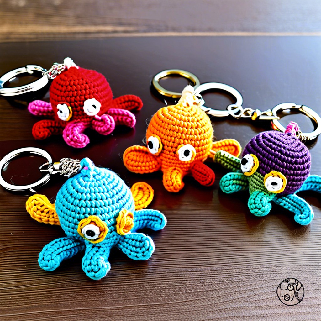 mini crochet octopus keychain