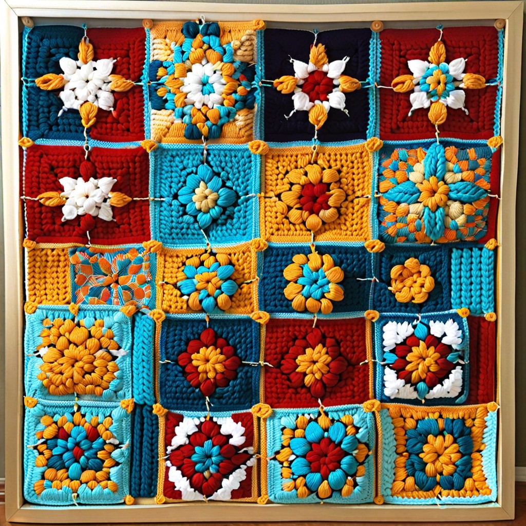 modular tunisian crochet wall art