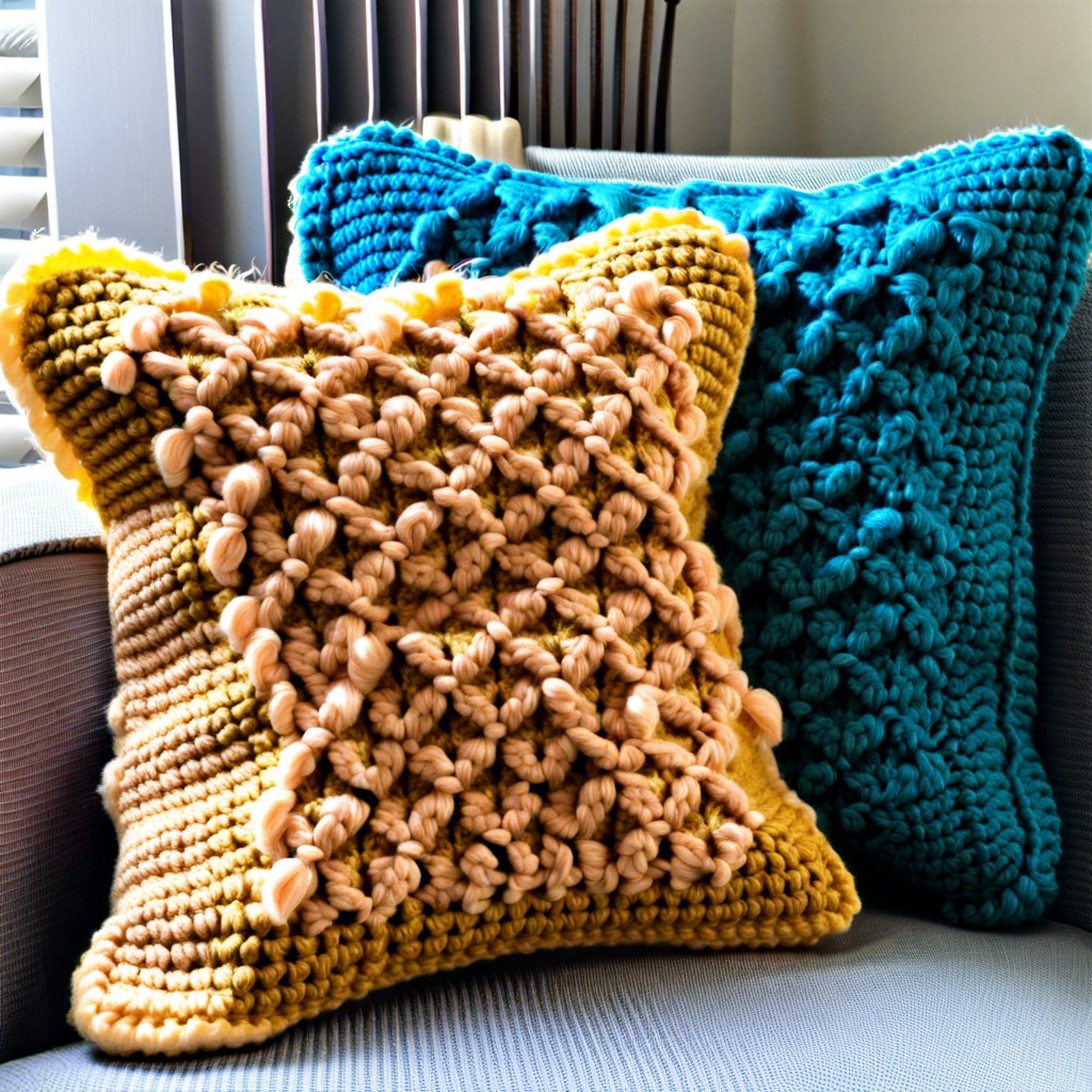 textured crochet pattern using increase stitches for plush cushions