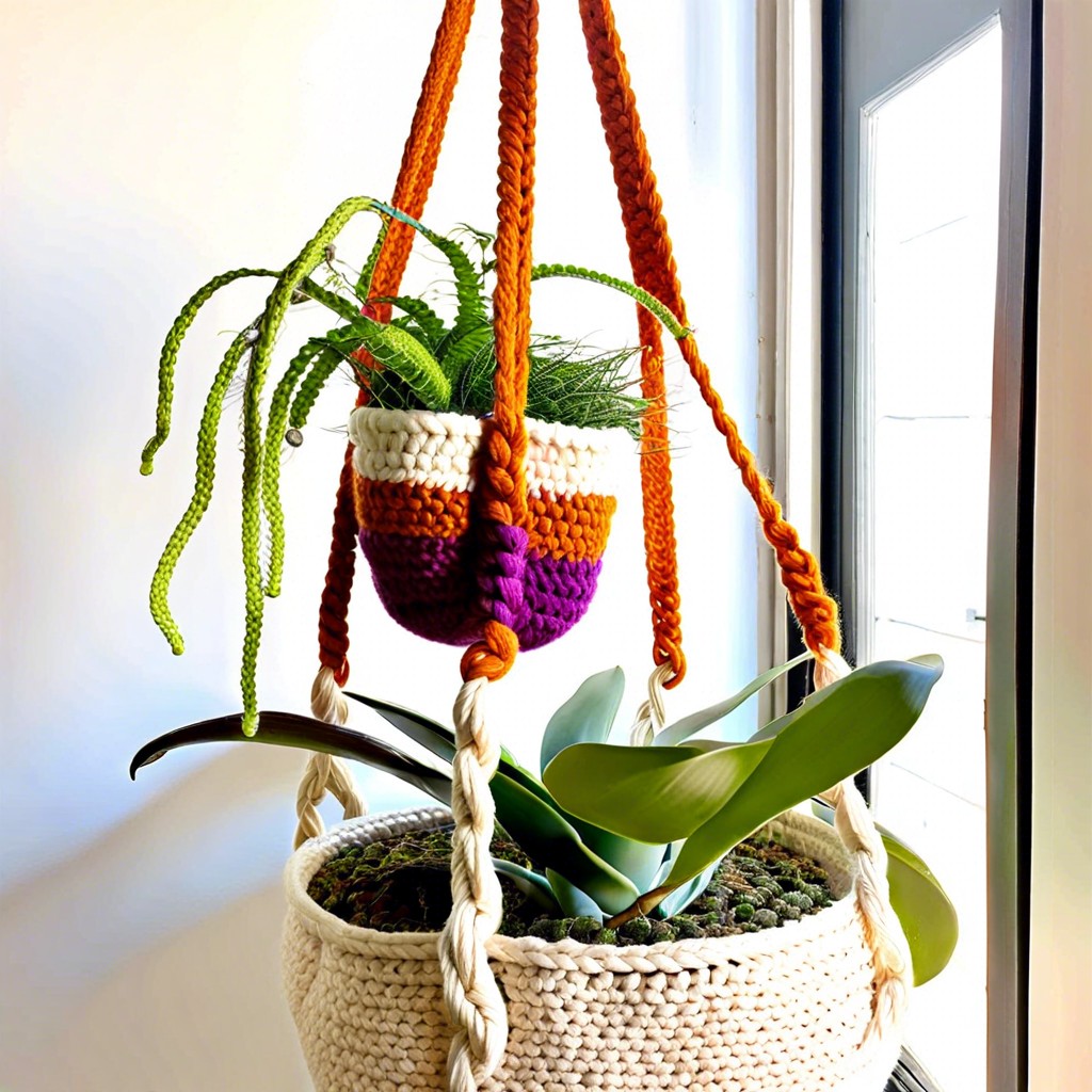 tunisian crochet plant hangers