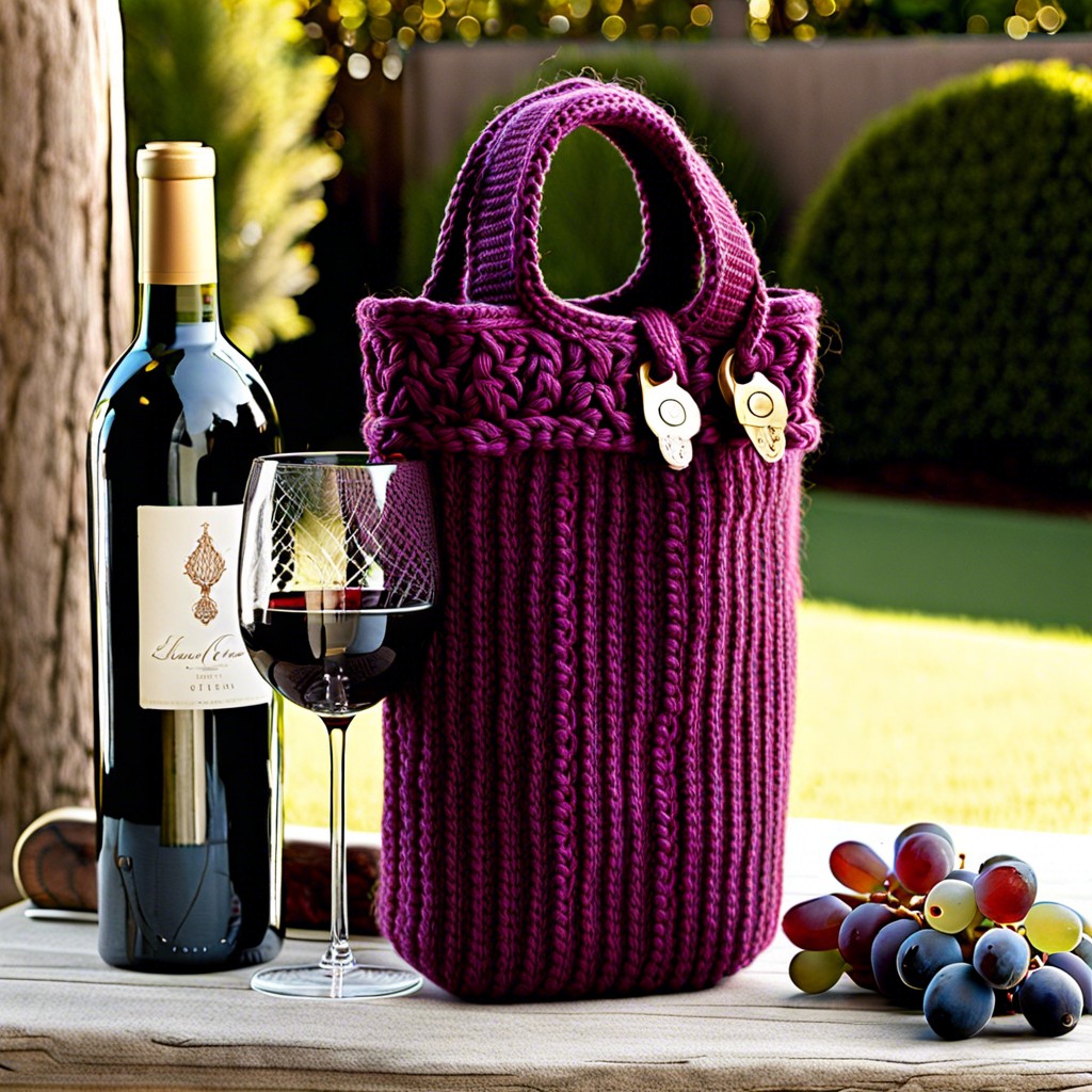 tunisian crochet wine tote