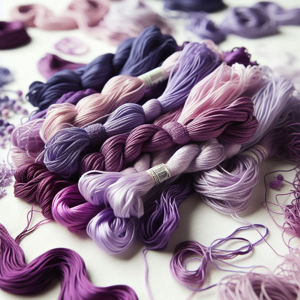 violet embroidery floss selection