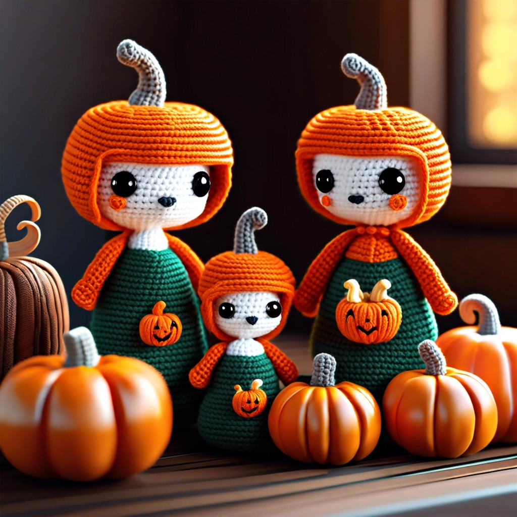 amigurumi pumpkin family