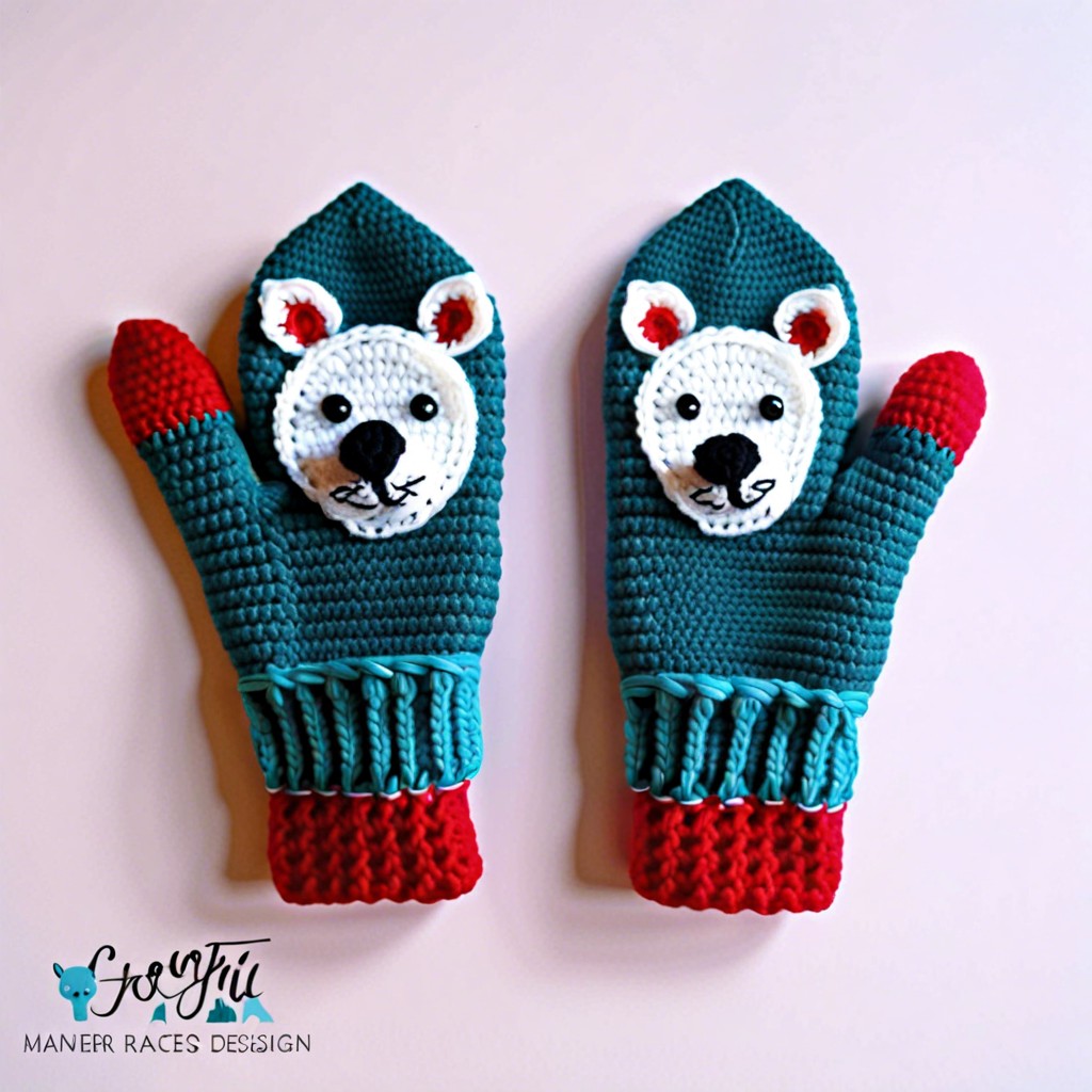 animal face mittens like cats foxes etc