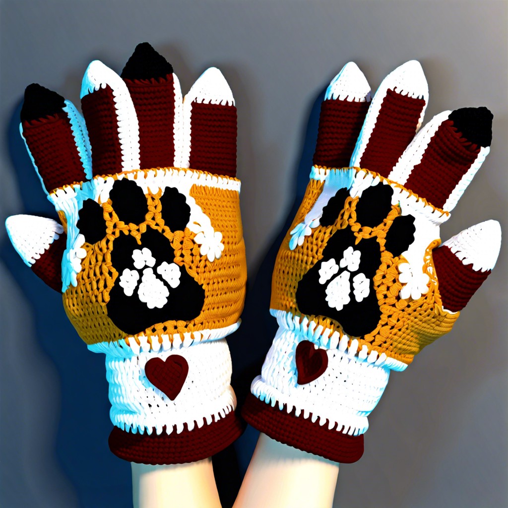 animal paw print gloves