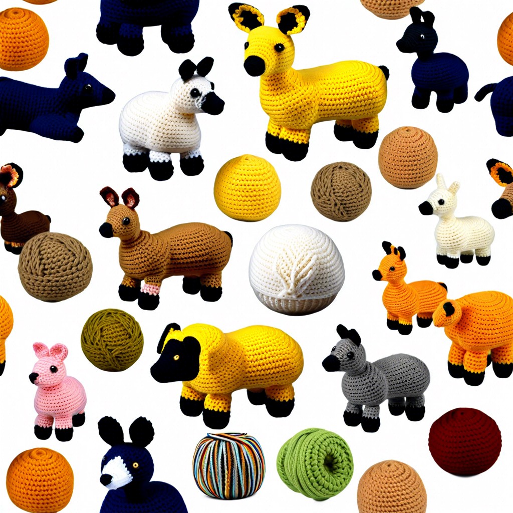 animal themed crochet balls e.g. cats dogs foxes