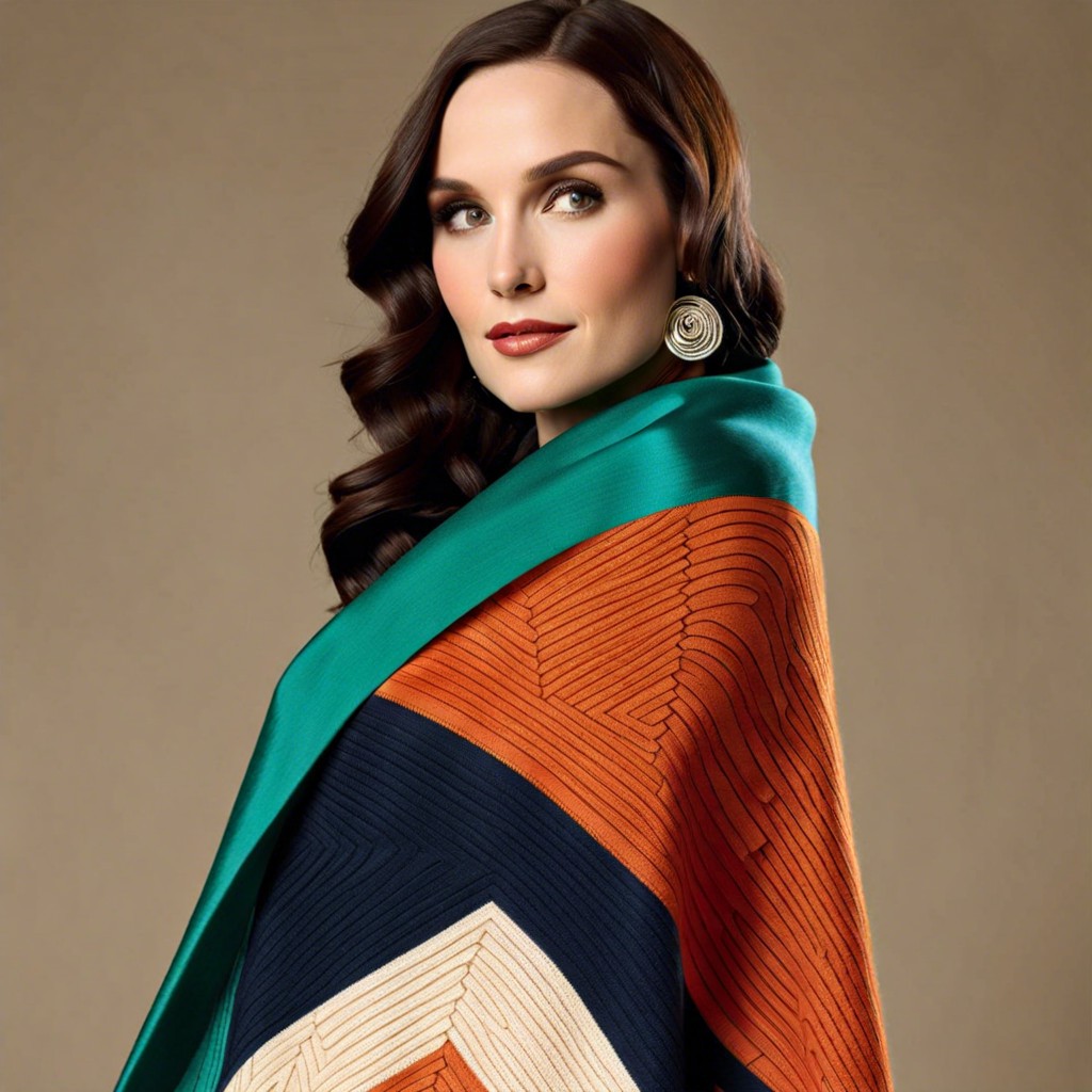 art deco inspired color block shawl