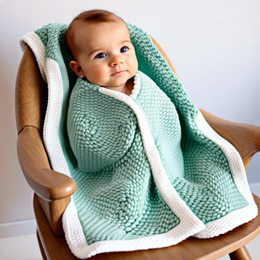 baby blanket with subtle magic knot designs