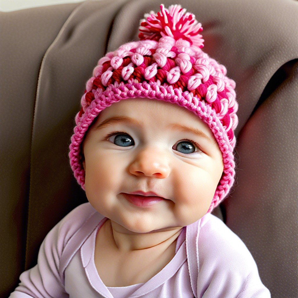baby hat with bobble pattern