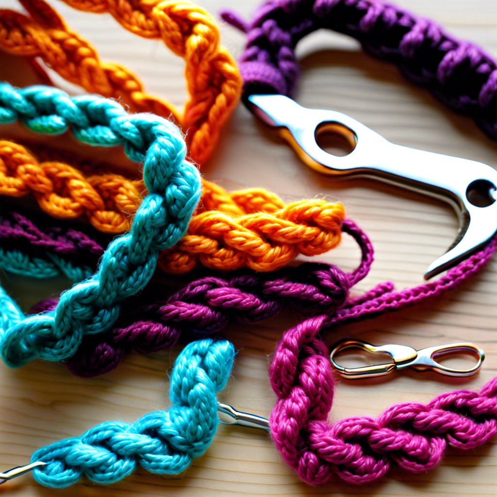 basic chains sequential photos demonstrating how to crochet a chain