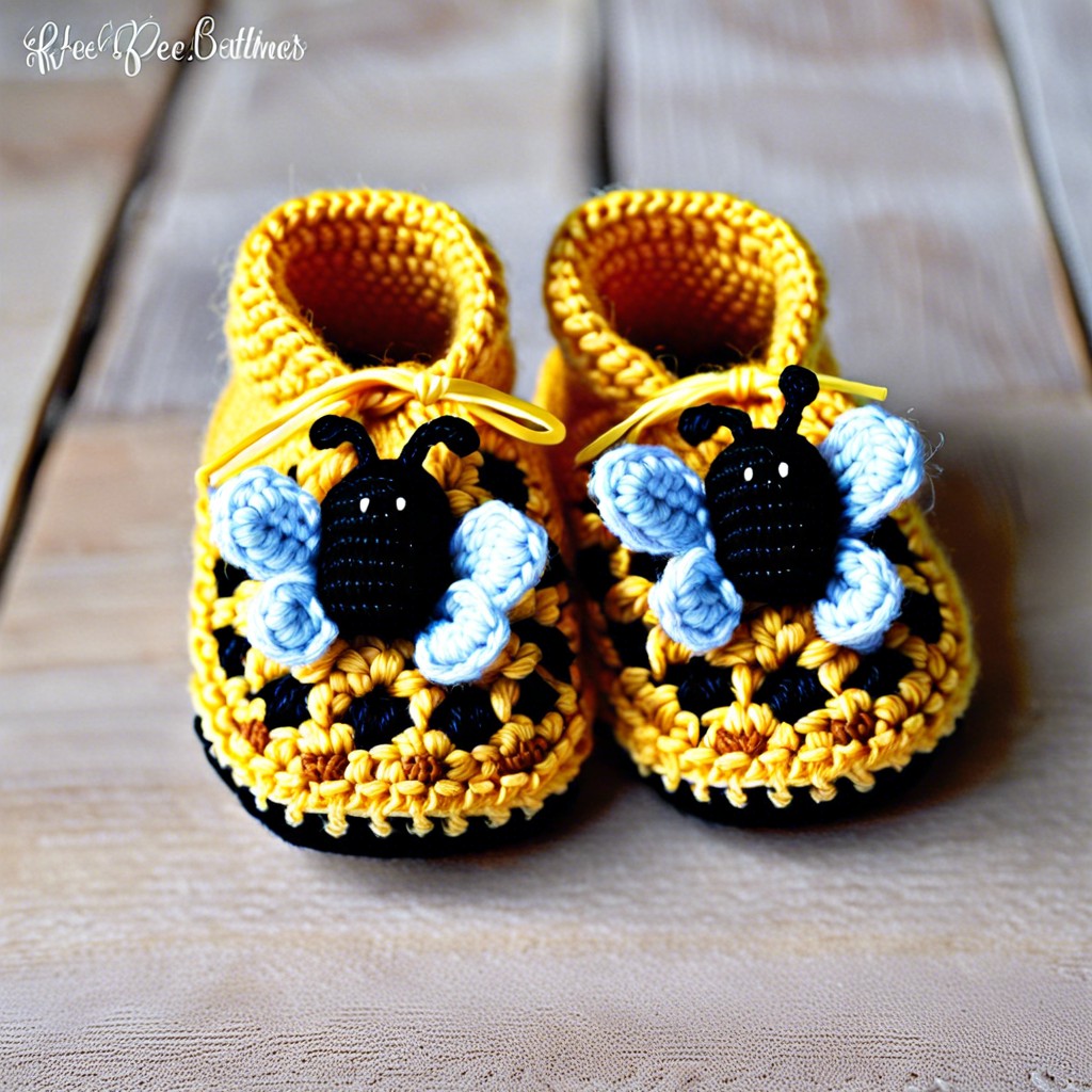beehive booties with tiny bee appliques