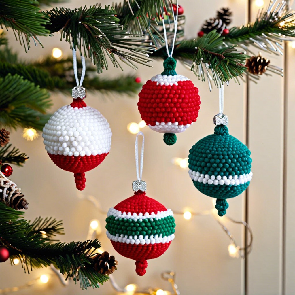 bobble stitch holiday ornaments