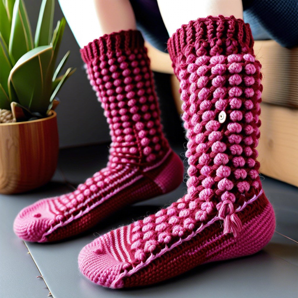 bobble stitch texture socks