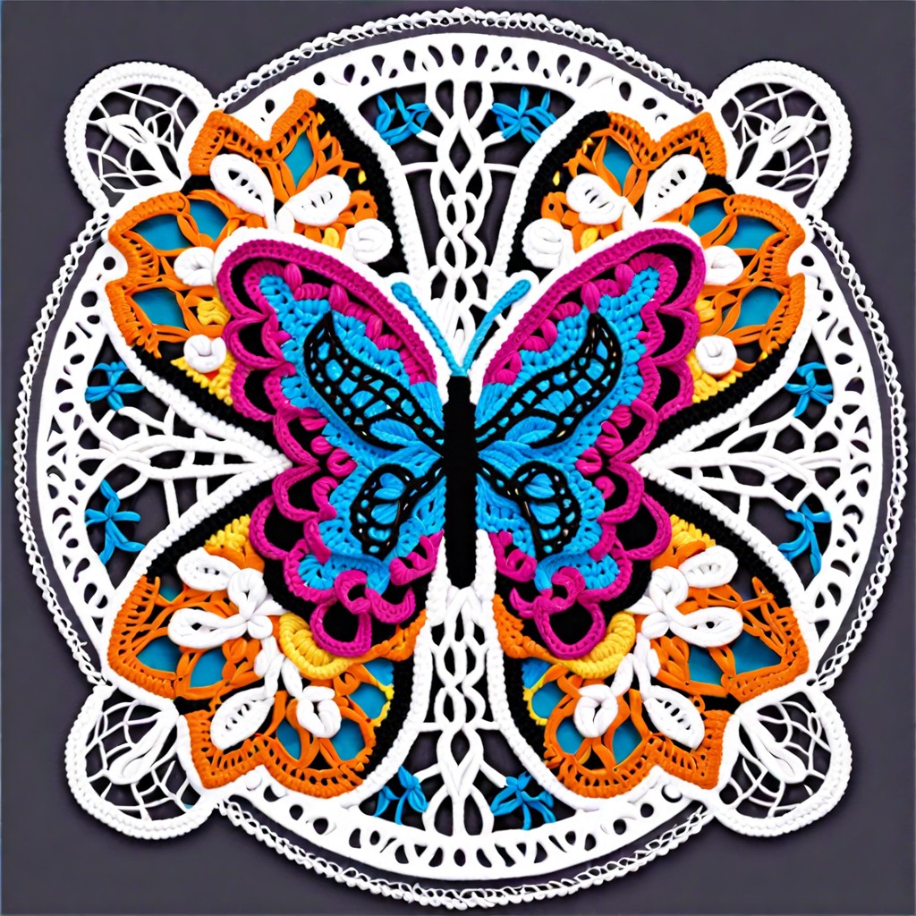 butterfly garden crochet doily