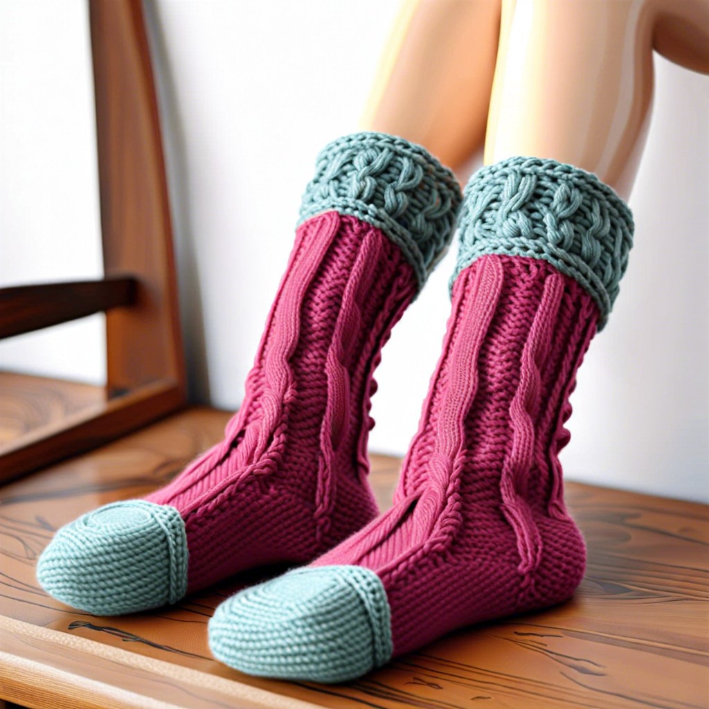cable knit style crochet socks