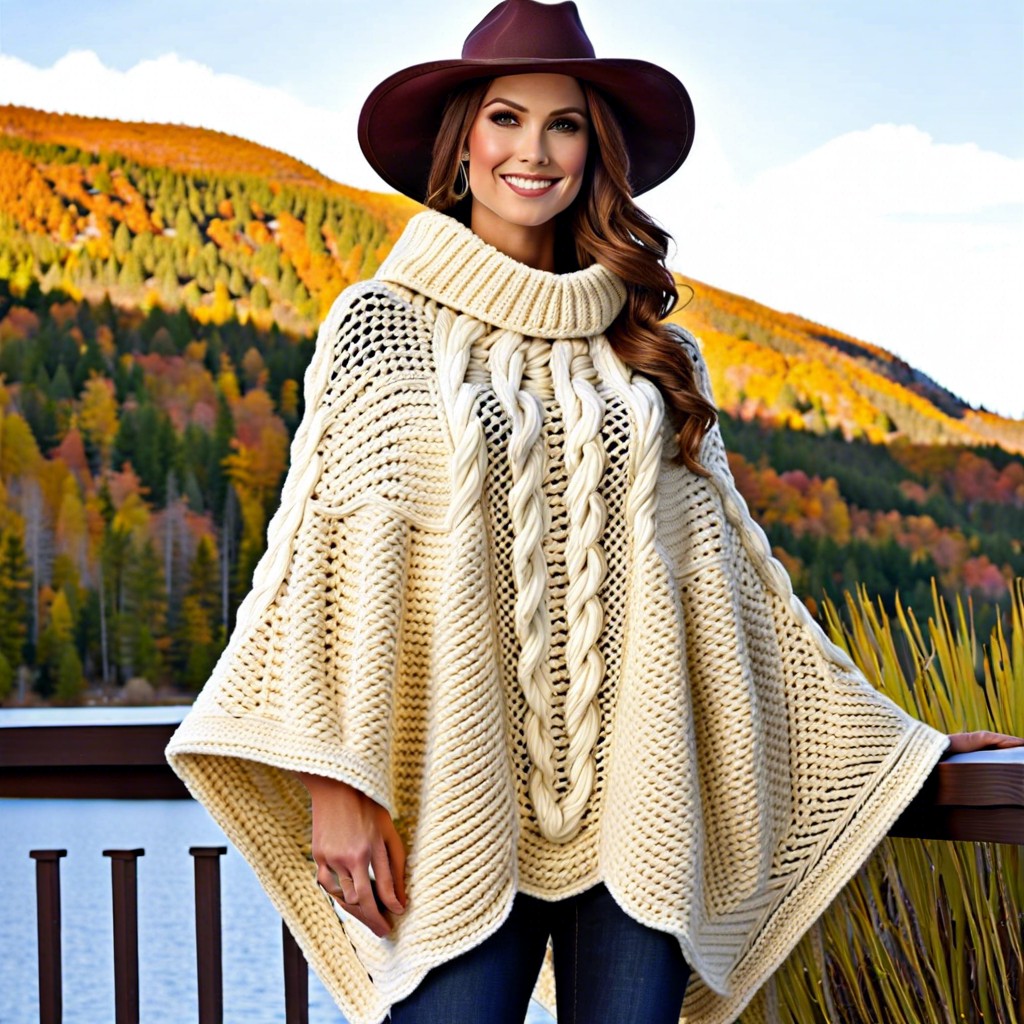 cabled poncho