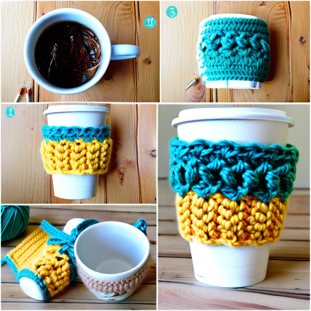 chain stitch cup cozies