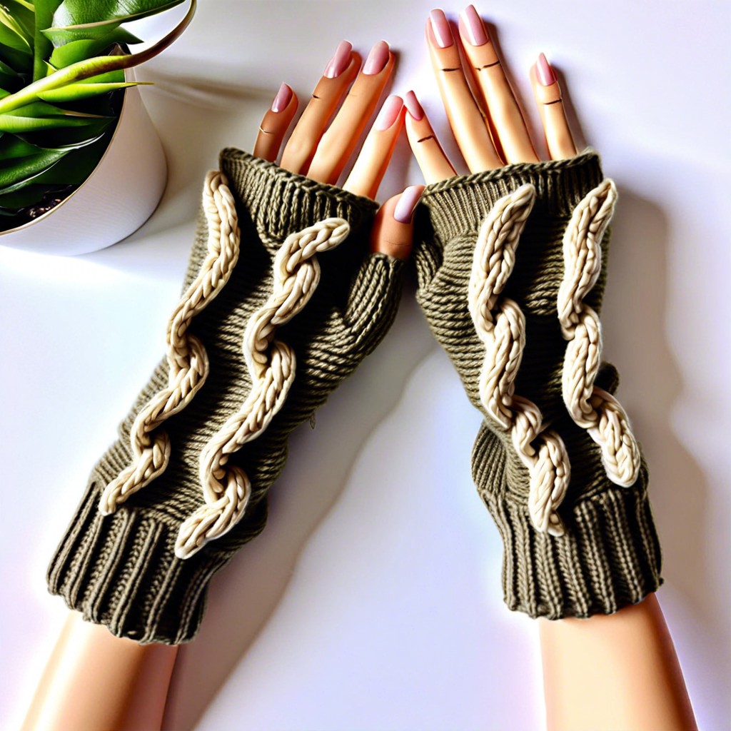 chunky cable knit gloves