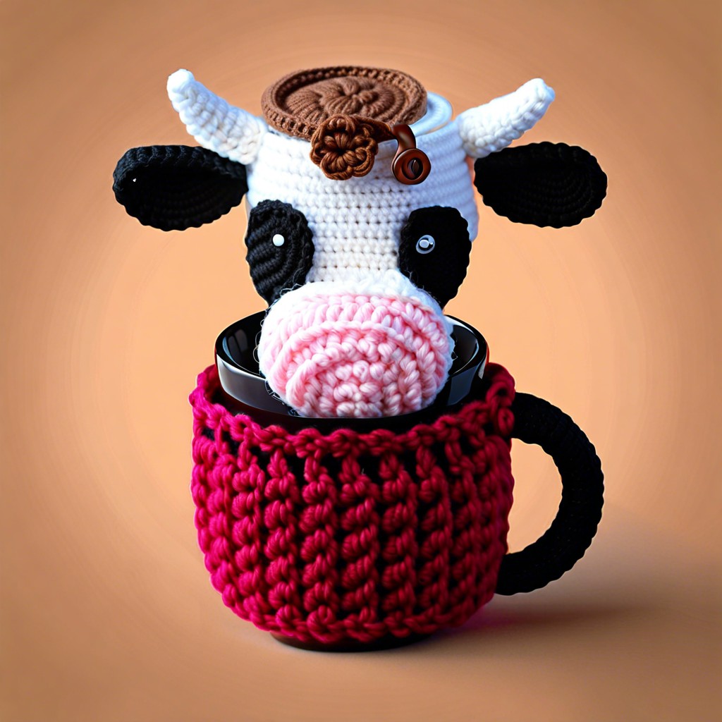 coffee cow crochet cozy
