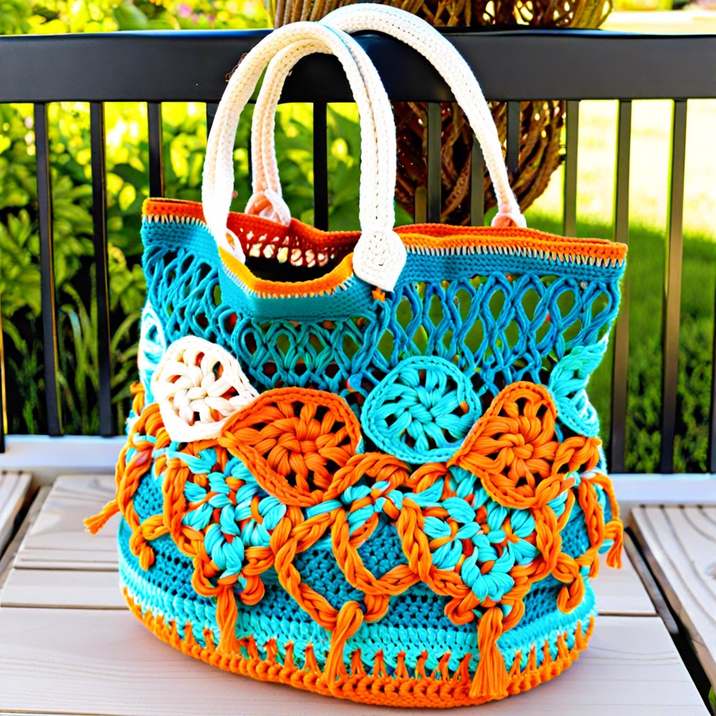 colorful market tote with magic knot accents