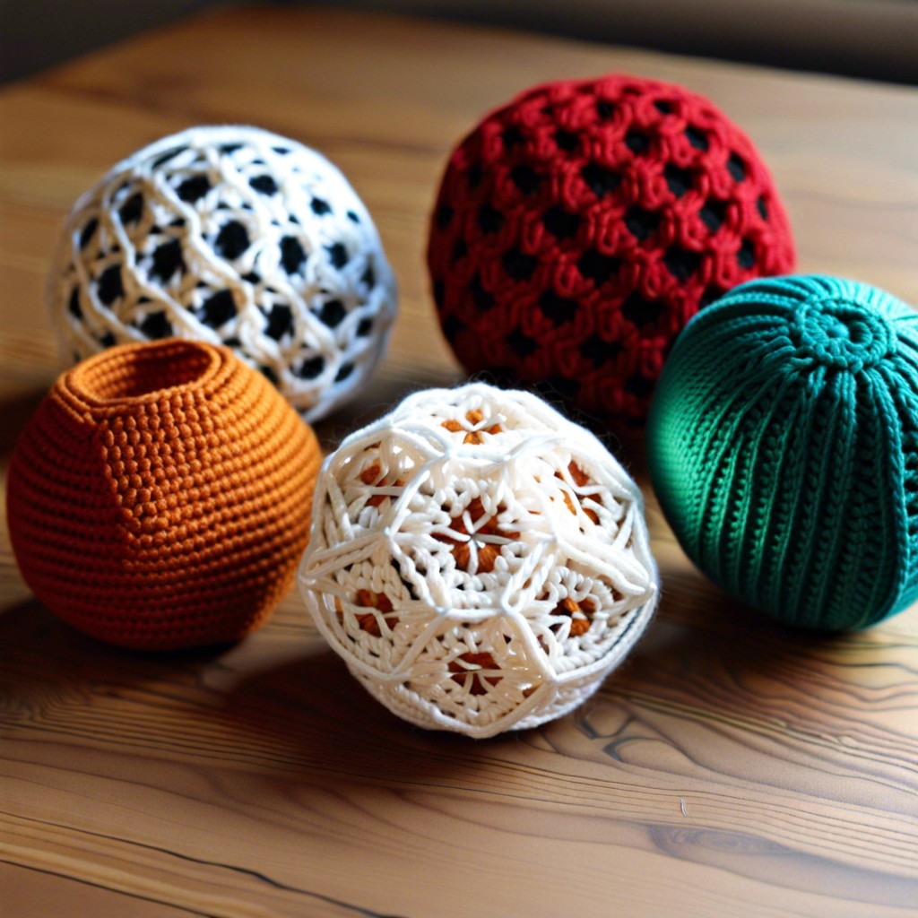 crochet balls with geometric patterns