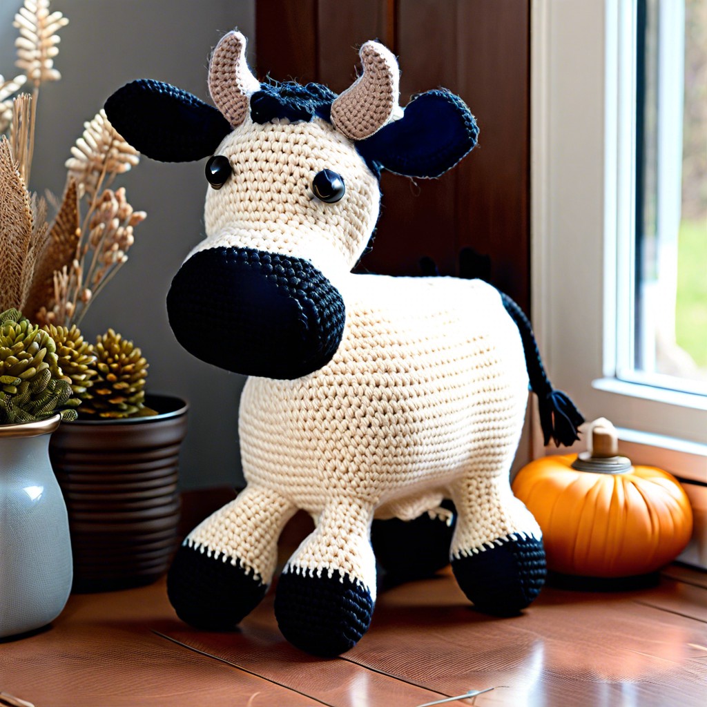 crochet cow doorstop