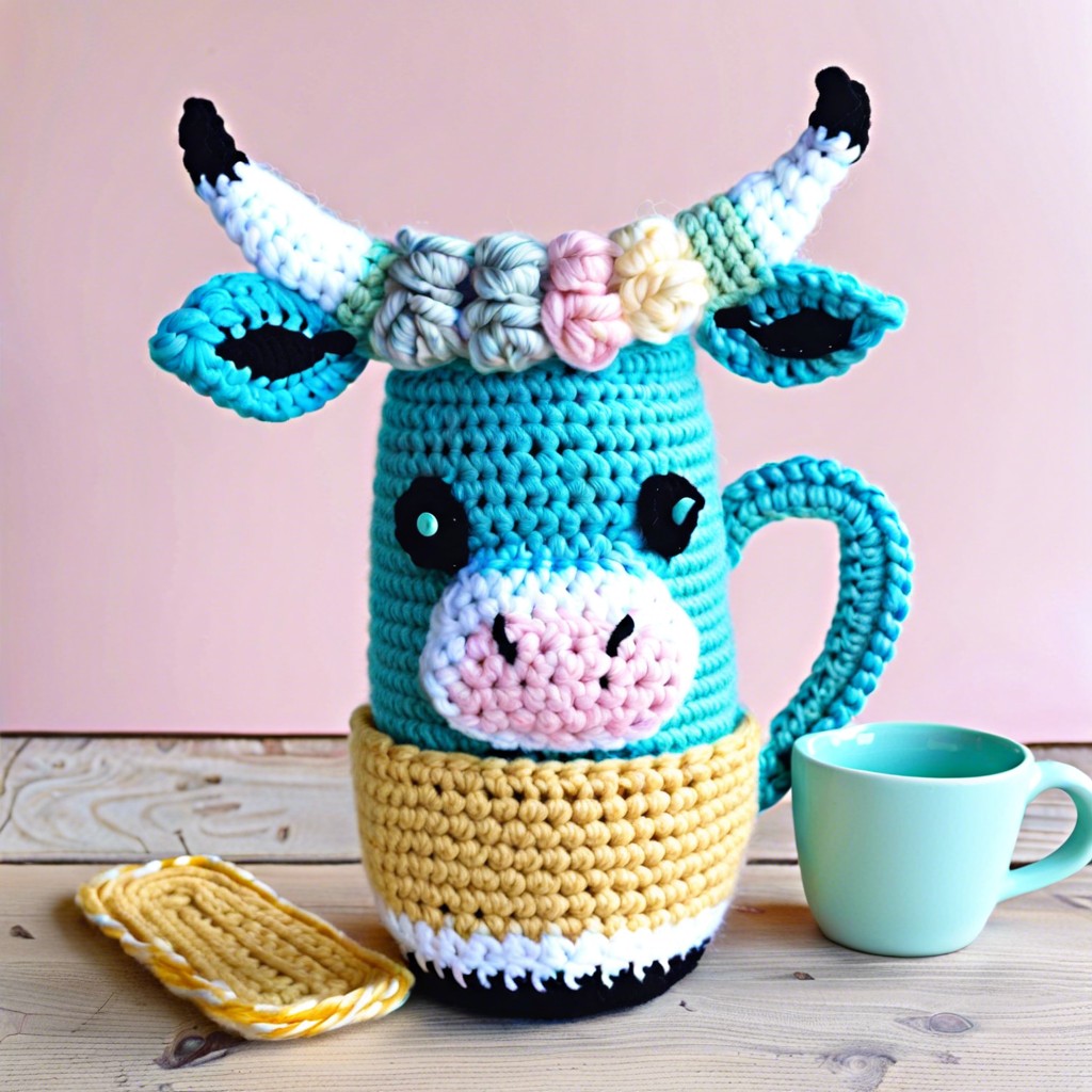 crochet cow mug rug