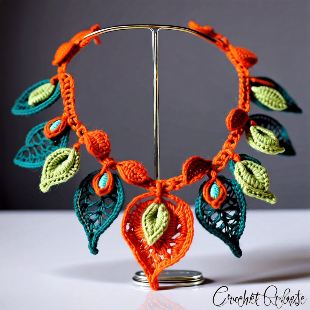 crochet leaf jewelry