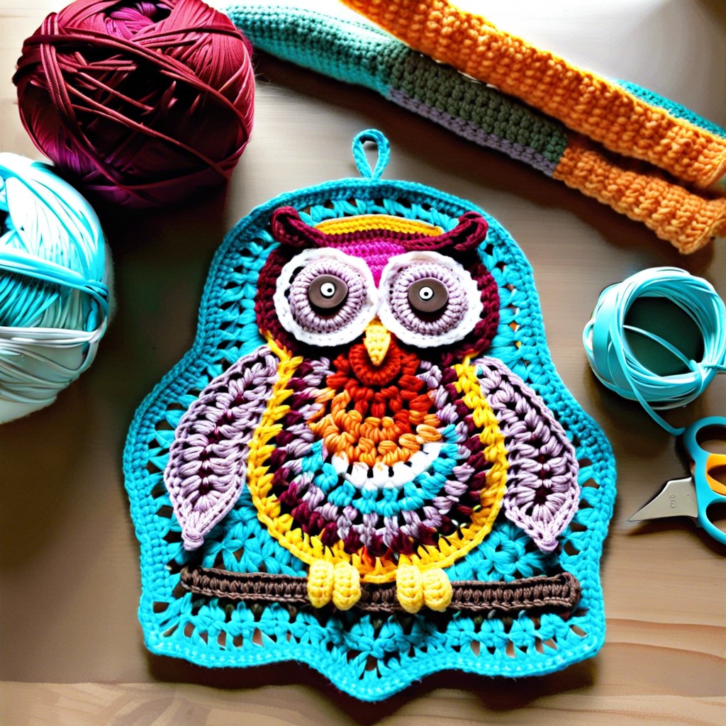 crochet owl potholder