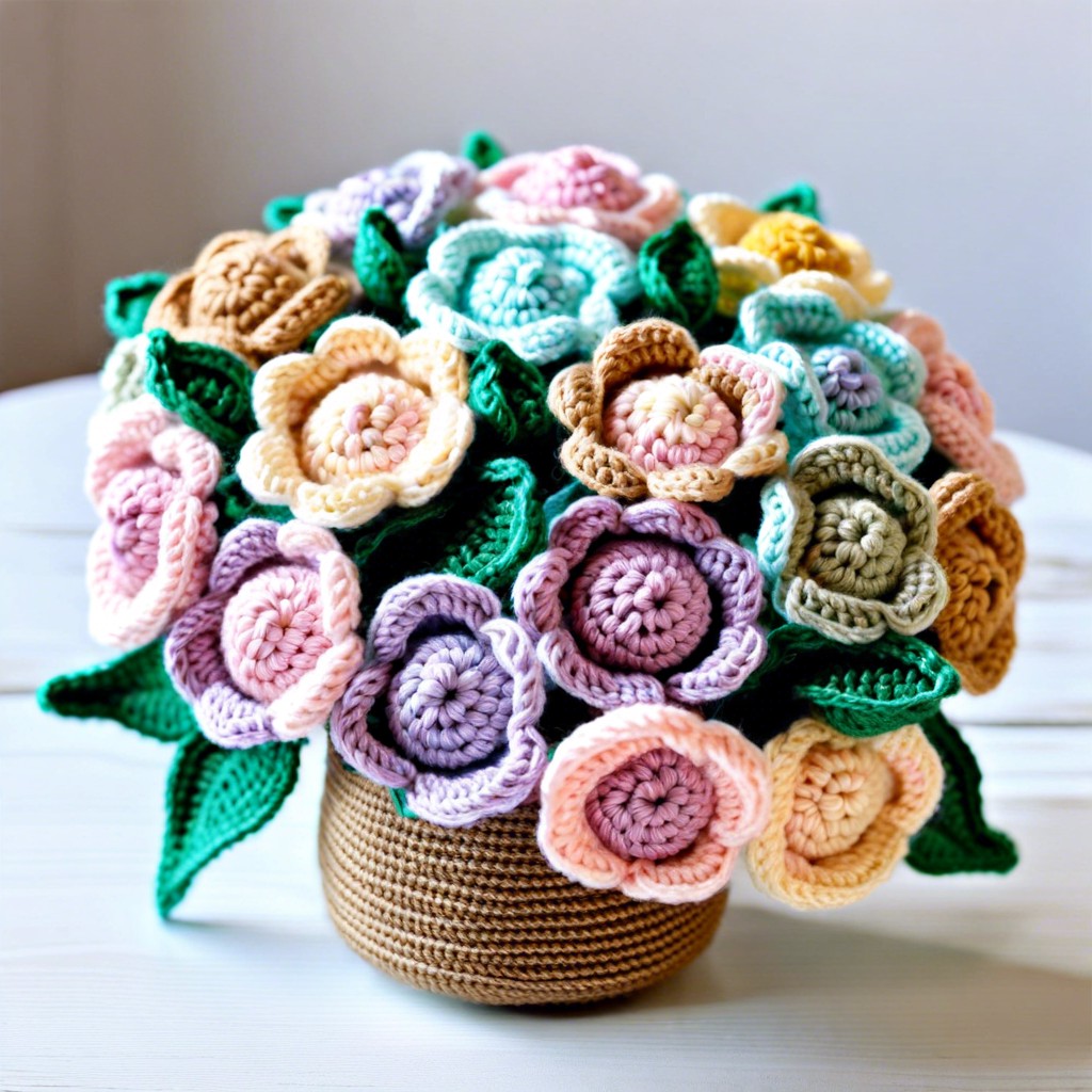 crochet rose bouquet centerpiece