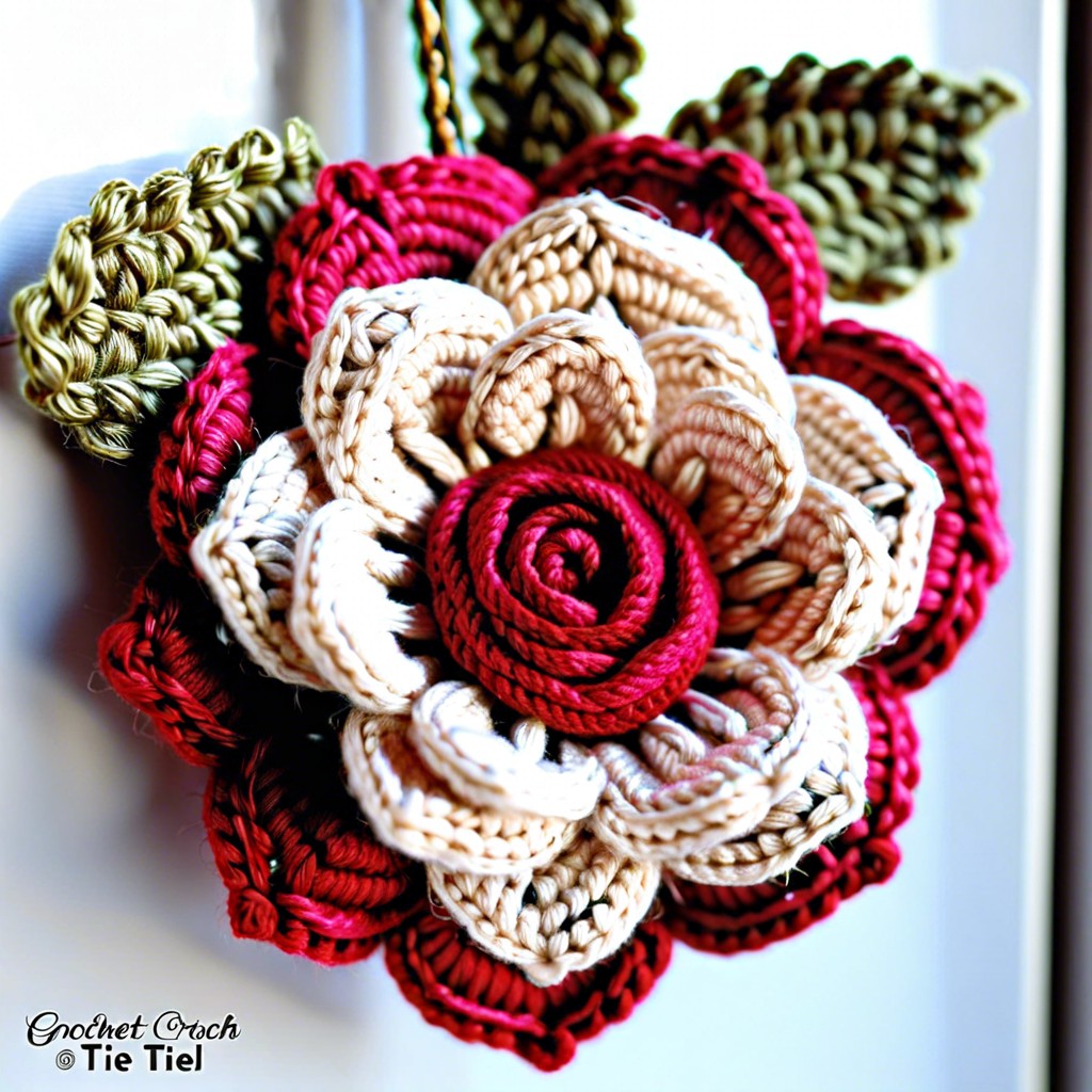 crochet rose curtain tie backs