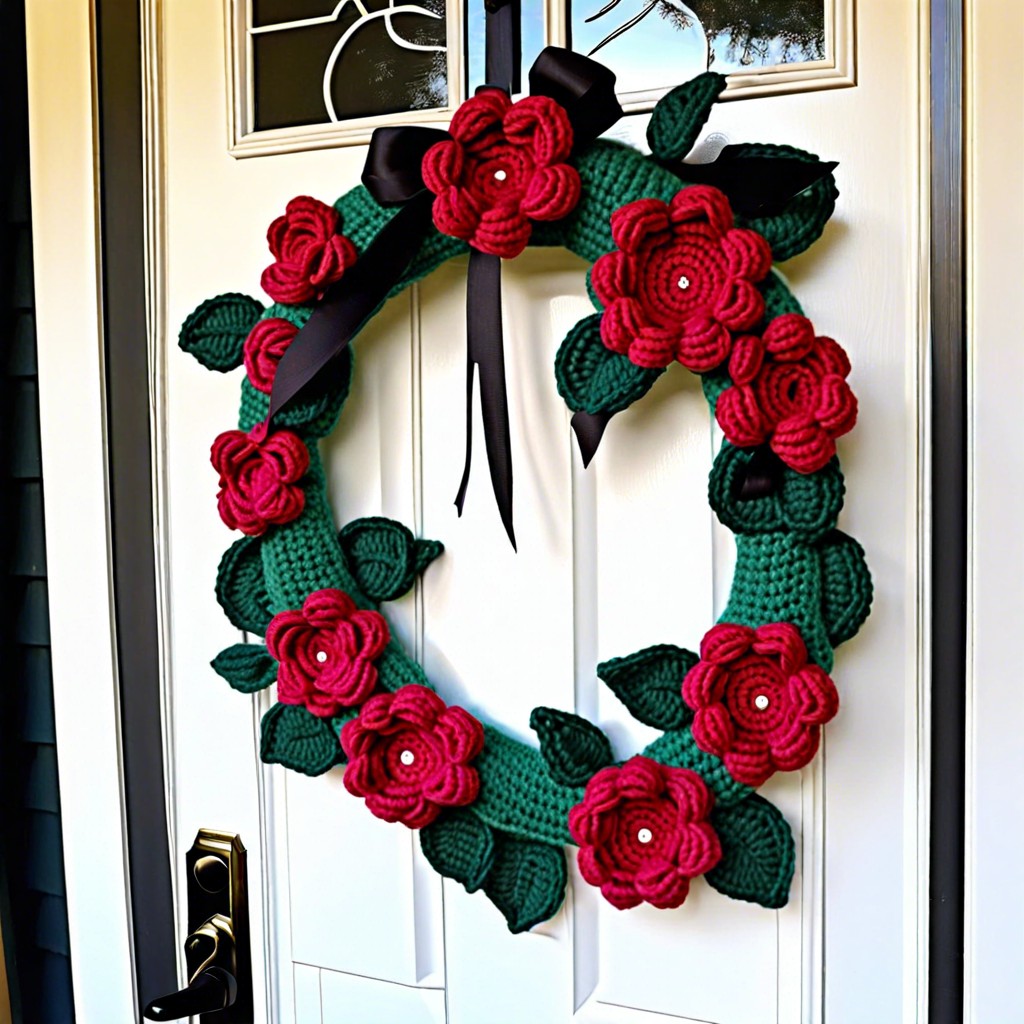 crochet rose wreath for doors